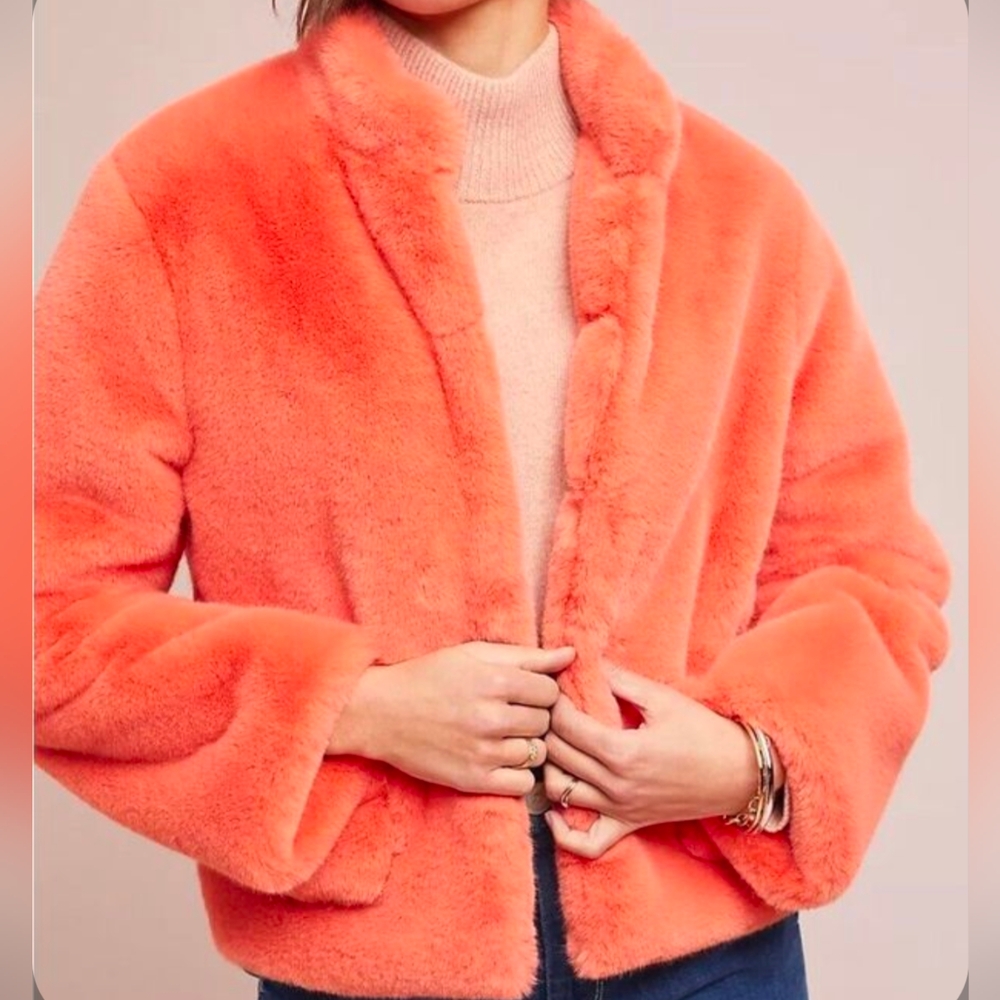 Women's Orange Faux Fur Jacket